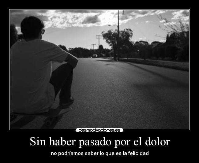 Sin haber pasado por el dolor - no podríamos saber lo que es la felicidad