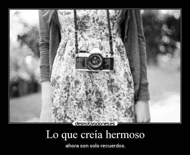 Lo que creía hermoso - ahora son solo recuerdos.