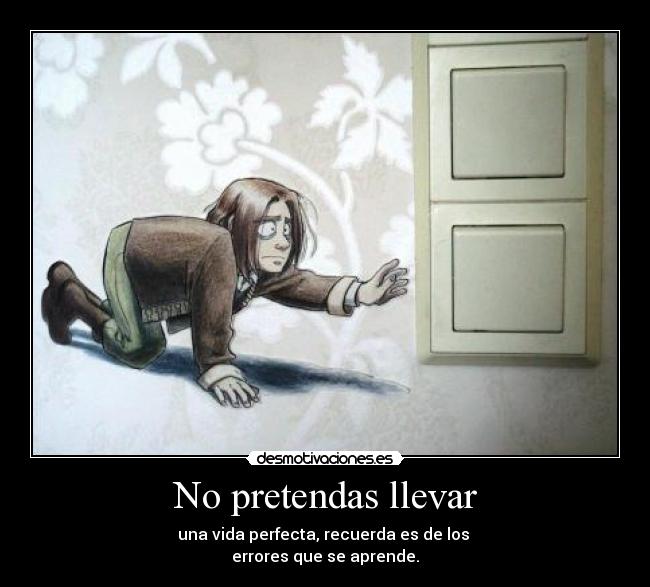No pretendas llevar - una vida perfecta, recuerda es de los 
errores que se aprende.
