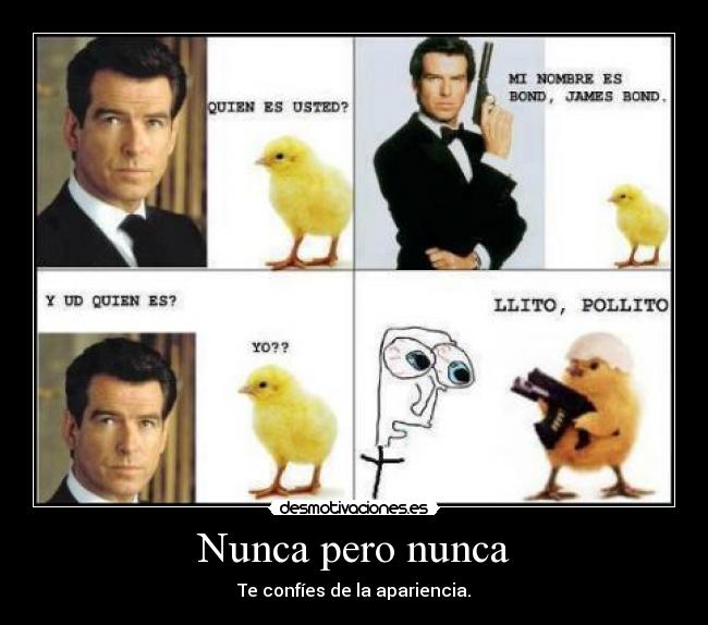 Nunca pero nunca - Te confíes de la apariencia.