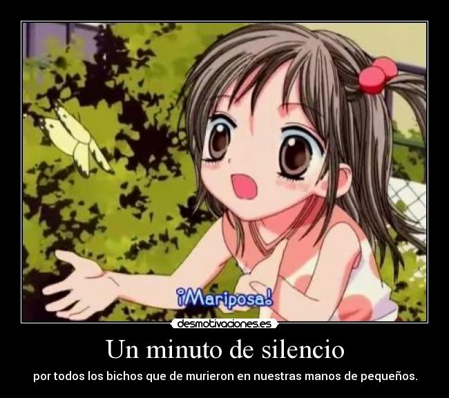 Un minuto de silencio - por todos los bichos que de murieron en nuestras manos de pequeños.