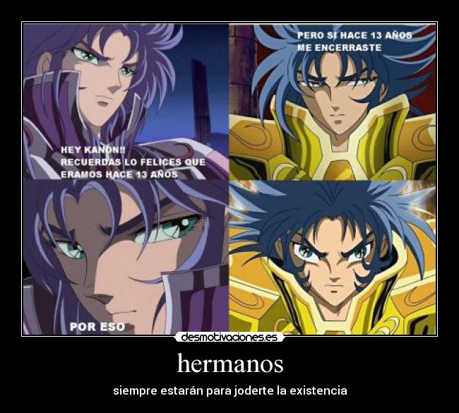 carteles saga kanon caballero geminis saint seiya caballeros del zodiaco saintseiya dorado dorados oro desmotivaciones