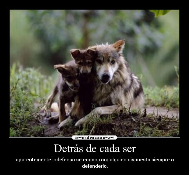 Detrás de cada ser - aparentemente indefenso se encontrará alguien dispuesto siempre a defenderlo.