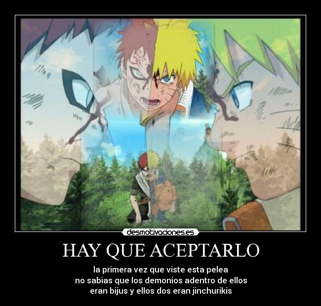 carteles anime naruto gaara aceptarlo bijuu jinchuriki desmotivaciones