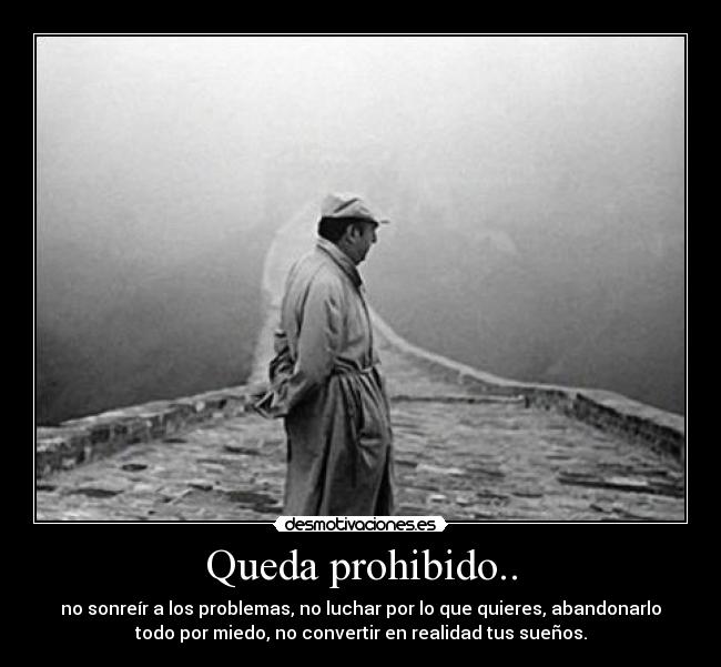 Queda prohibido.. - no sonreír a los problemas, no luchar por lo que quieres, abandonarlo
todo por miedo, no convertir en realidad tus sueños.