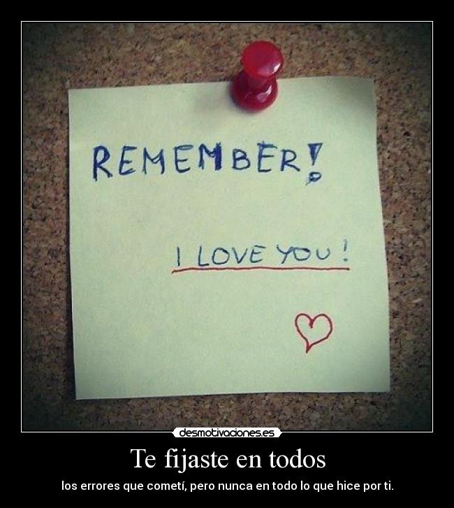 Te fijaste en todos - los errores que cometí, pero nunca en todo lo que hice por ti.