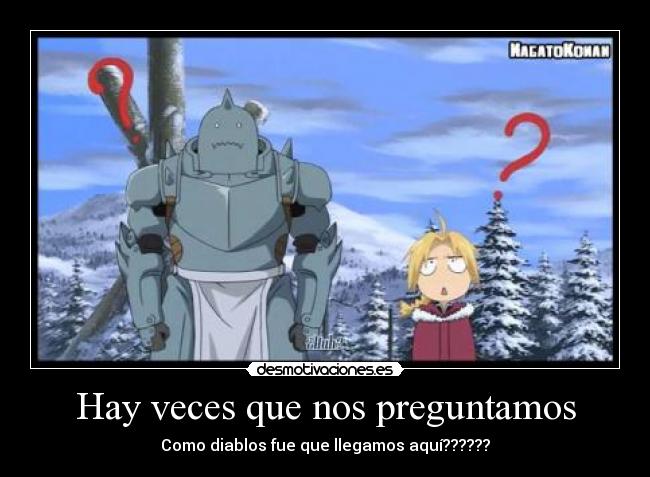 Hay veces que nos preguntamos - Como diablos fue que llegamos aquí??????