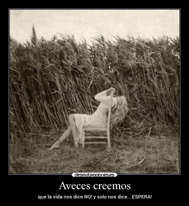 Aveces creemos - que la vida nos dice NO! y solo nos dice... ESPERA!