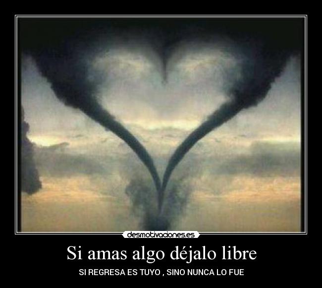 Si amas algo déjalo libre - SI REGRESA ES TUYO , SINO NUNCA LO FUE