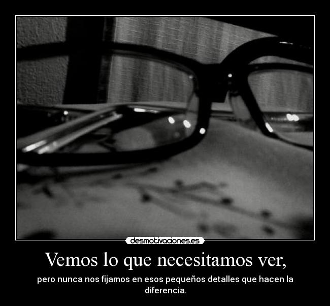 Vemos lo que necesitamos ver, -