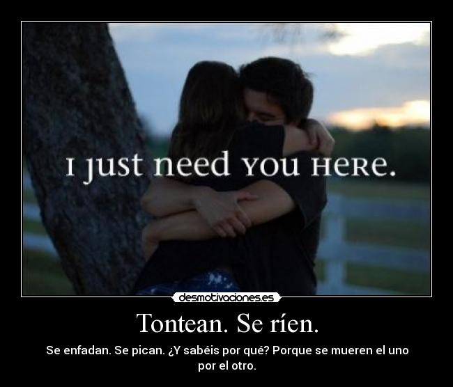 Tontean. Se ríen. - Se enfadan. Se pican. ¿Y sabéis por qué? Porque se mueren el uno por el otro.