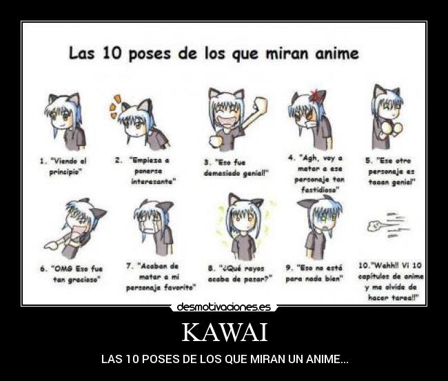 KAWAI - LAS 10 POSES DE LOS QUE MIRAN UN ANIME...