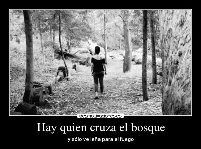 Hay quien cruza el bosque - y sólo ve leña para el fuego