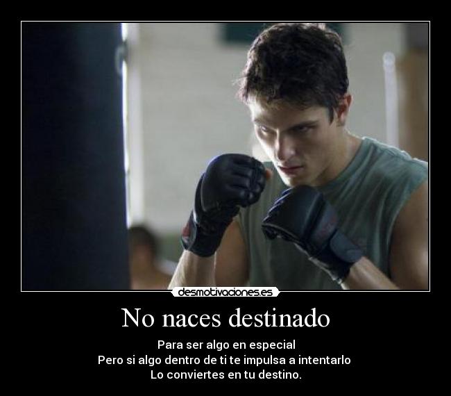 No naces destinado - Para ser algo en especial
Pero si algo dentro de ti te impulsa a intentarlo 
Lo conviertes en tu destino.