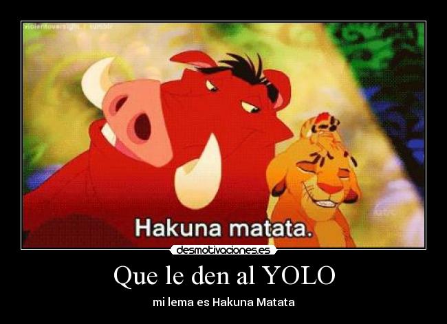 Que le den al YOLO - mi lema es Hakuna Matata
