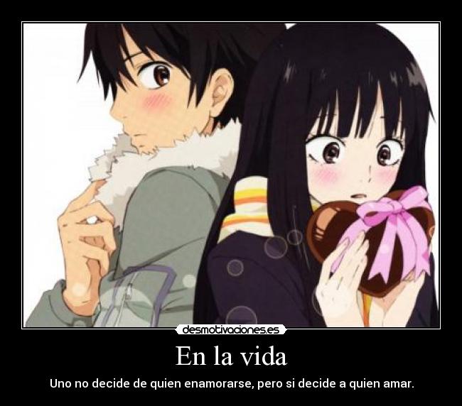 En la vida - Uno no decide de quien enamorarse, pero si decide a quien amar.