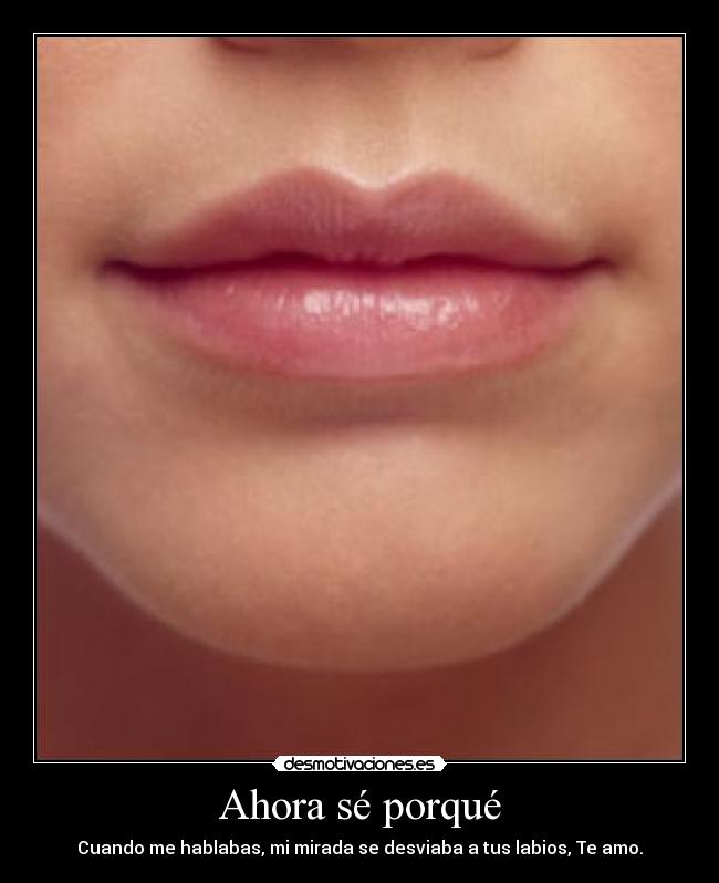 Ahora sé porqué - Cuando me hablabas, mi mirada se desviaba a tus labios, Te amo.