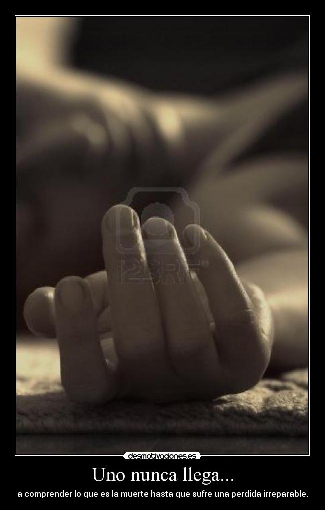 Uno nunca llega... - a comprender lo que es la muerte hasta que sufre una perdida irreparable.