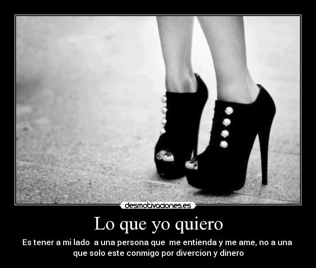 Lo que yo quiero - Es tener a mi lado  a una persona que  me entienda y me ame, no a una 
que solo este conmigo por divercion y dinero