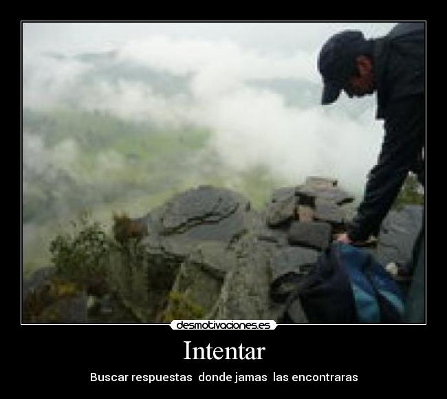 Intentar - Buscar respuestas  donde jamas  las encontraras