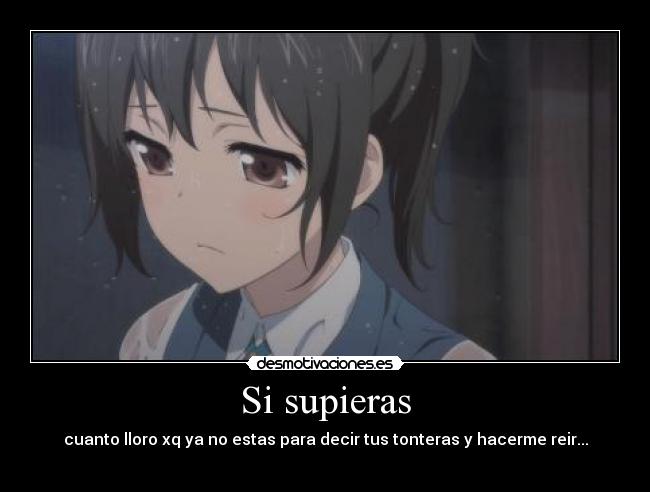 Si supieras - cuanto lloro xq ya no estas para decir tus tonteras y hacerme reir...
