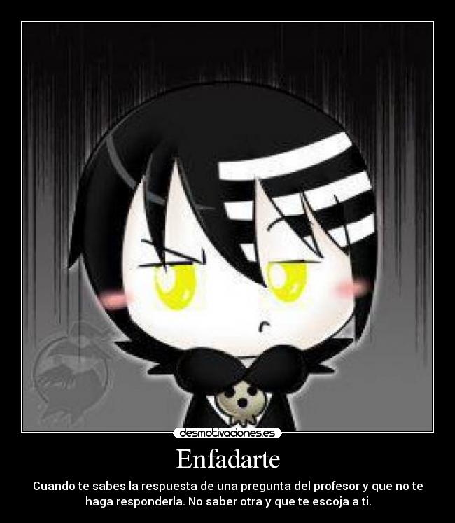 carteles death the kid chibi mono profe clase enfadarte desmotivaciones