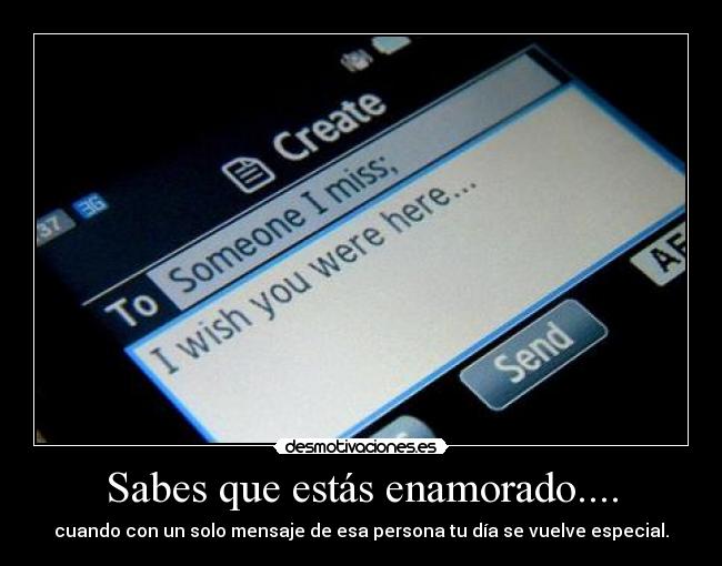 Sabes que estás enamorado.... - cuando con un solo mensaje de esa persona tu día se vuelve especial.
