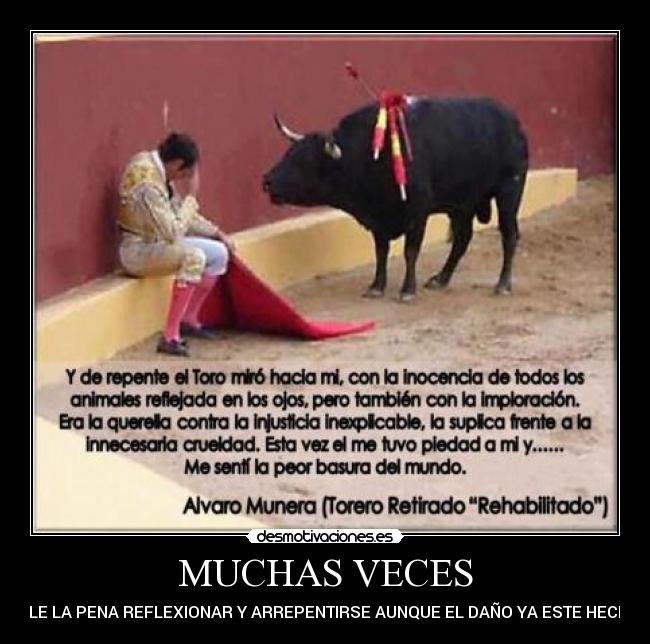 MUCHAS VECES - VALE LA PENA REFLEXIONAR Y ARREPENTIRSE AUNQUE EL DAÑO YA ESTE HECHO.