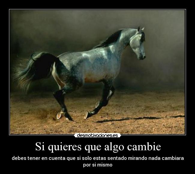 Si quieres que algo cambie - debes tener en cuenta que si solo estas sentado mirando nada cambiara por si mismo