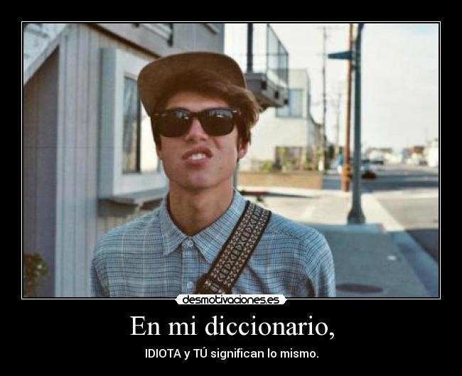 En mi diccionario, - IDIOTA y TÚ significan lo mismo.