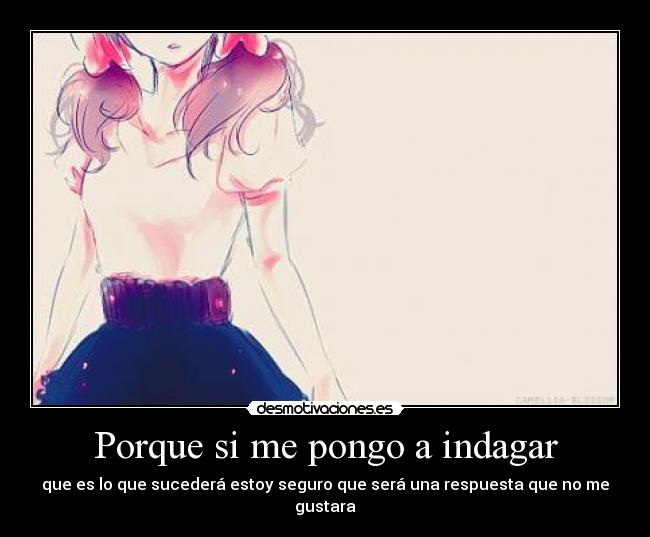 Porque si me pongo a indagar - que es lo que sucederá estoy seguro que será una respuesta que no me gustara