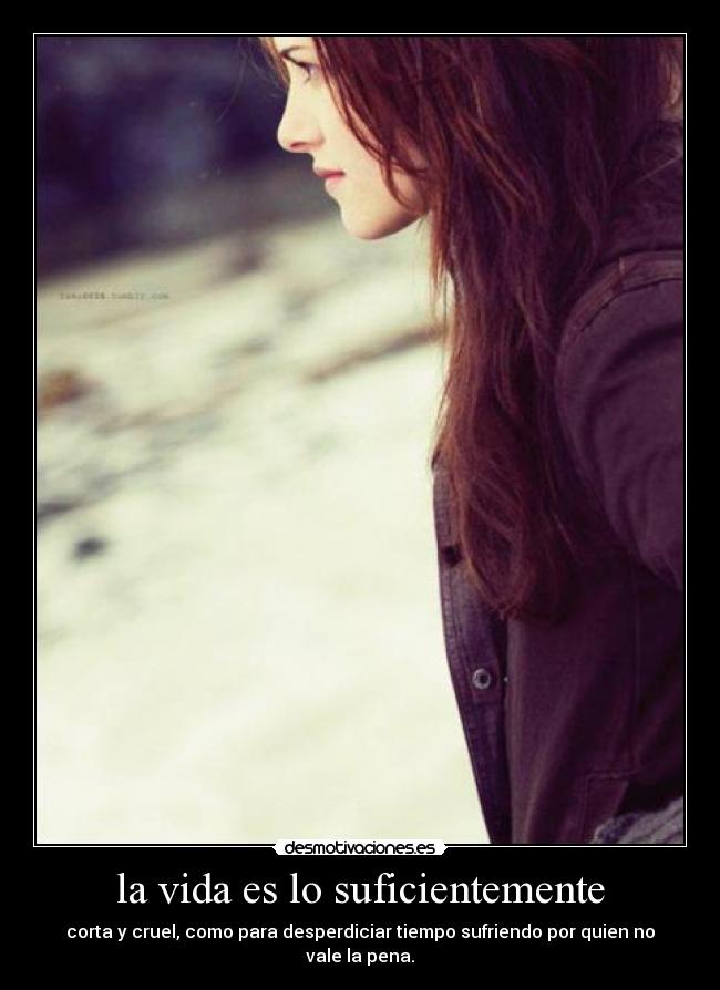 la vida es lo suficientemente - corta y cruel, como para desperdiciar tiempo sufriendo por quien no vale la pena.