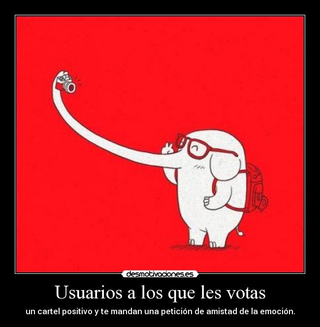 Usuarios a los que les votas - un cartel positivo y te mandan una petición de amistad de la emoción.