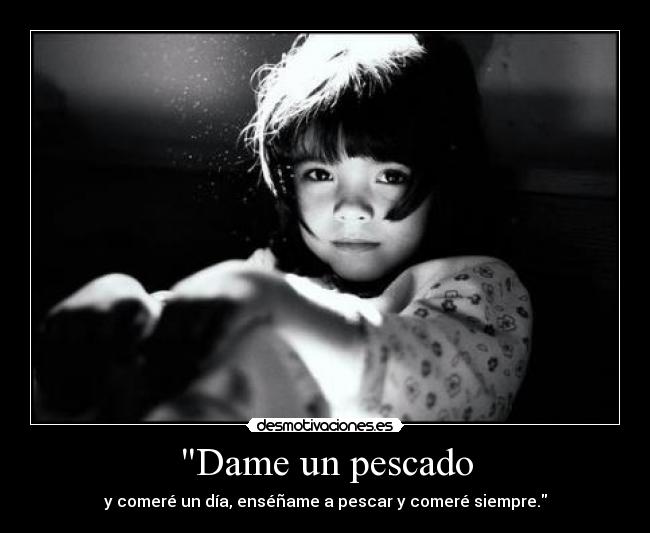 Dame un pescado - y comeré un día, enséñame a pescar y comeré siempre.