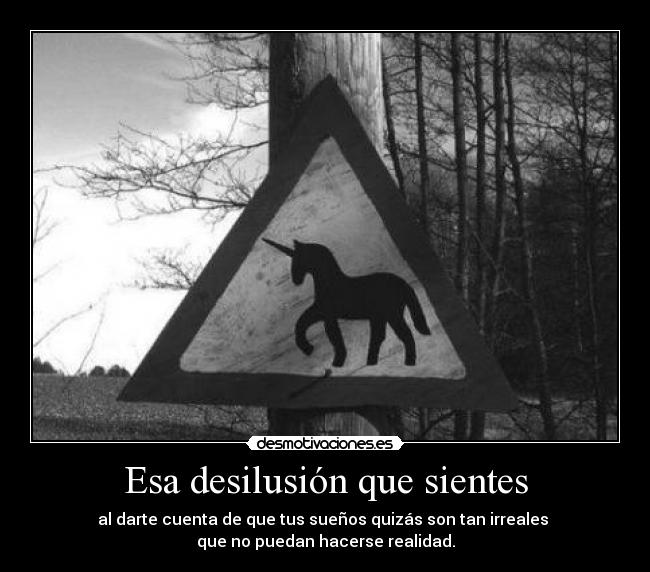Esa desilusión que sientes - al darte cuenta de que tus sueños quizás son tan irreales
que no puedan hacerse realidad.