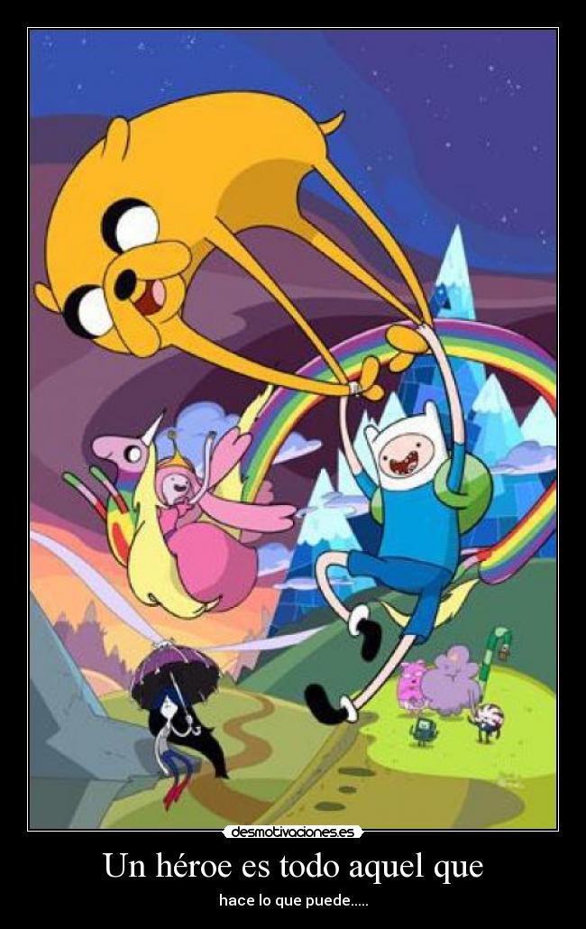 carteles hora aventura finn jake mundo ooo heroe desmotivaciones