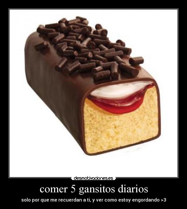 comer 5 gansitos diarios - solo por que me recuerdan a ti, y ver como estoy engordando >3
