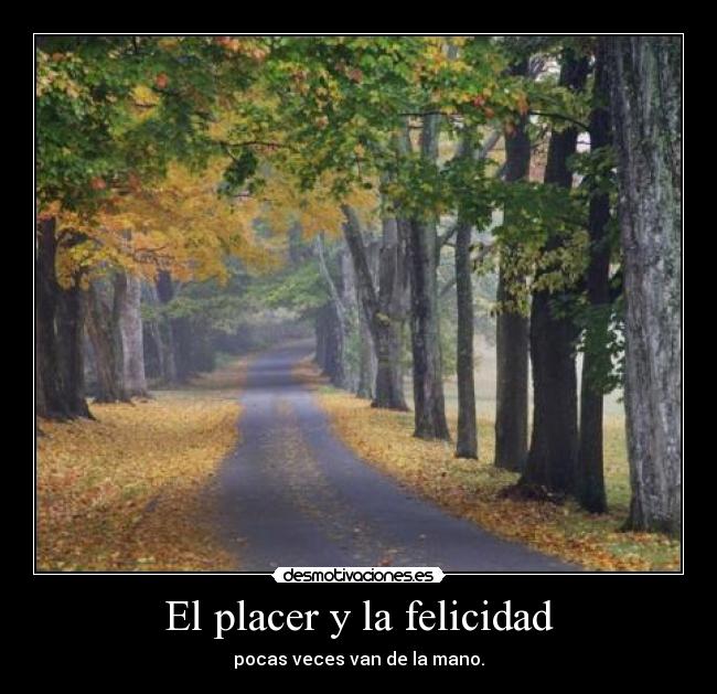 El placer y la felicidad - pocas veces van de la mano.
