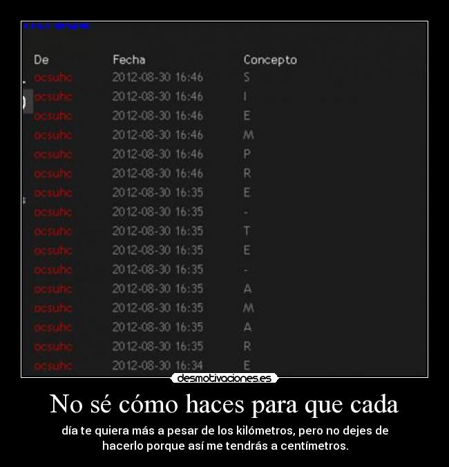 No sé cómo haces para que cada -