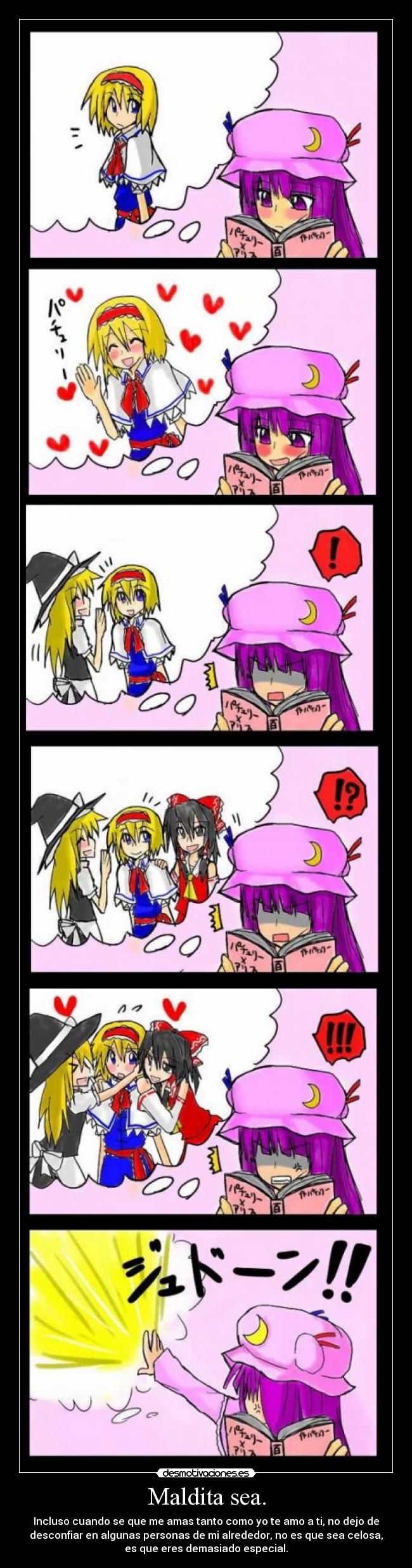 carteles patchouli touhou yuri alice margratroid knolewge desmotivaciones