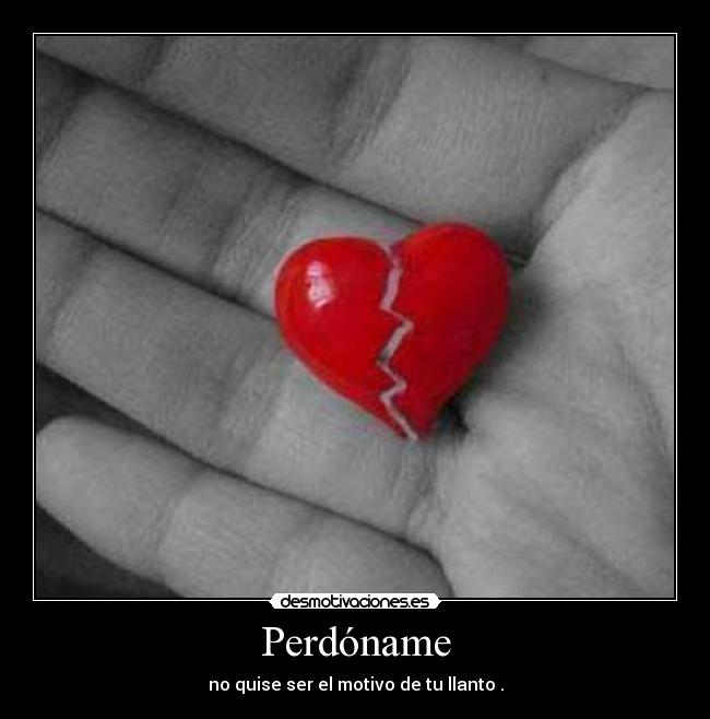 Perdóname - no quise ser el motivo de tu llanto .