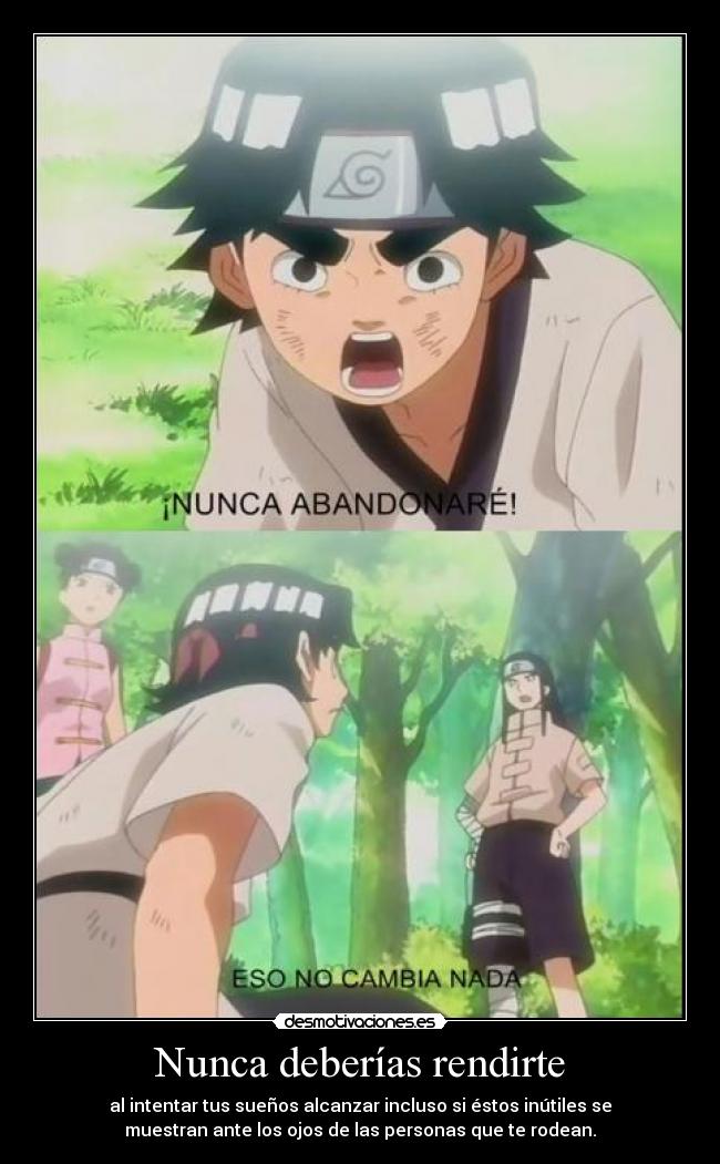 carteles naruto lee ornitorrinco nas desmotivaciones