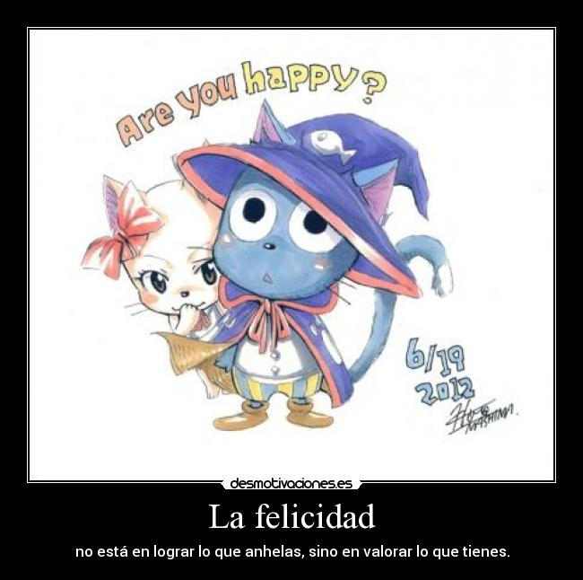 carteles felicidad fairy tail happy charle felicidad primer cartel fairy tail para hermanita desmotivaciones