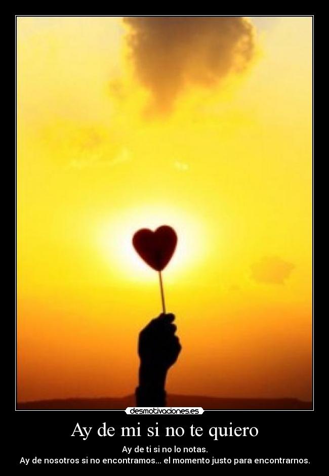 Ay de mi si no te quiero - Ay de ti si no lo notas.
Ay de nosotros si no encontramos... el momento justo para encontrarnos.