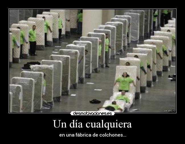 Un día cualquiera - en una fábrica de colchones...