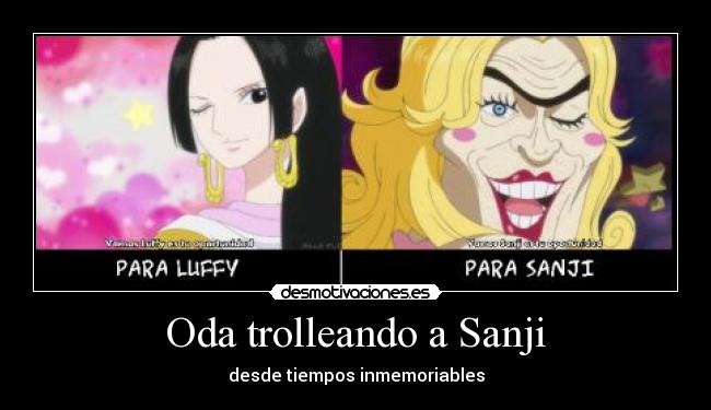 carteles sanji bad luck one piece luffy hancock okama desmotivaciones