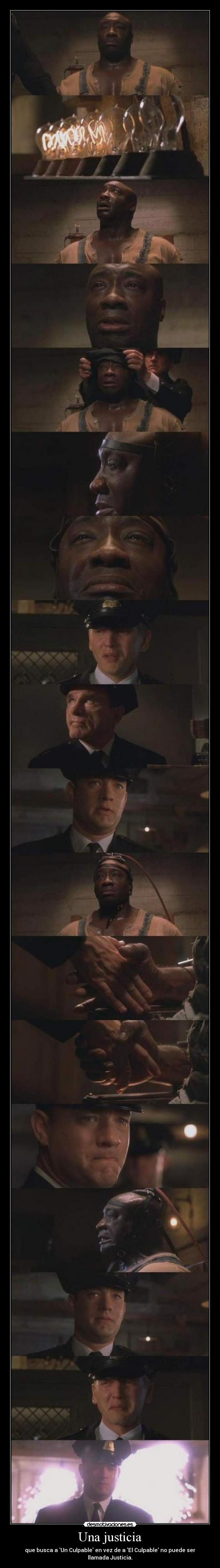 carteles milla verde tom hanks justicia llorar como pollos desmotivaciones