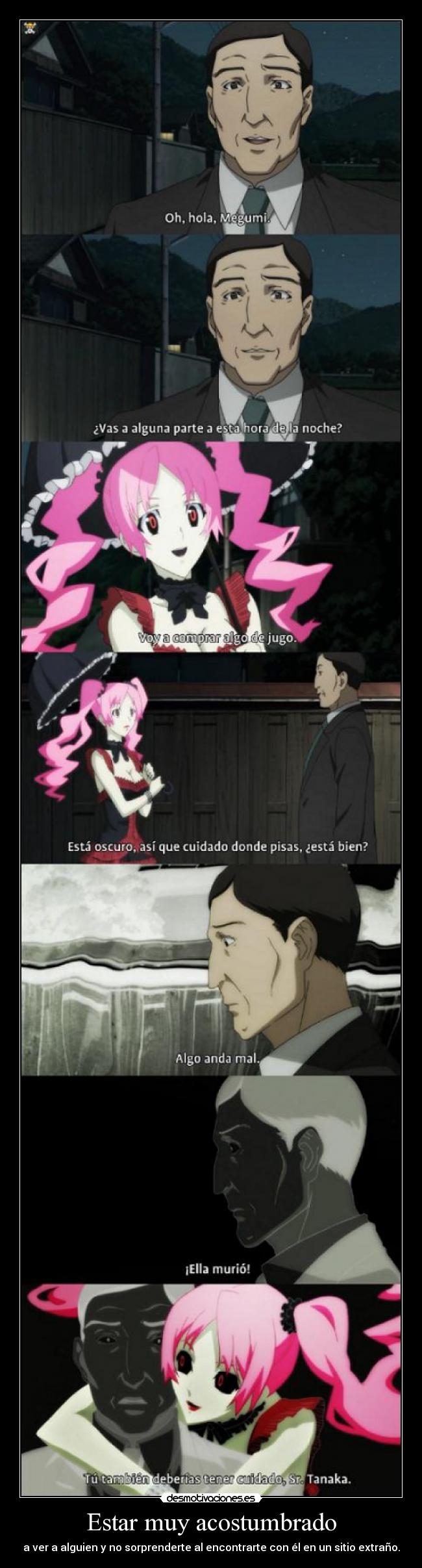 carteles anime shiki megumi shimizu muwigaraklan senor tanaka vampiro acostumbrado encontrar desmotivaciones