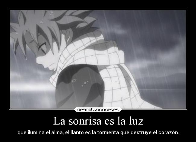 La sonrisa es la luz - que ilumina el alma, el llanto es la tormenta que destruye el corazón.