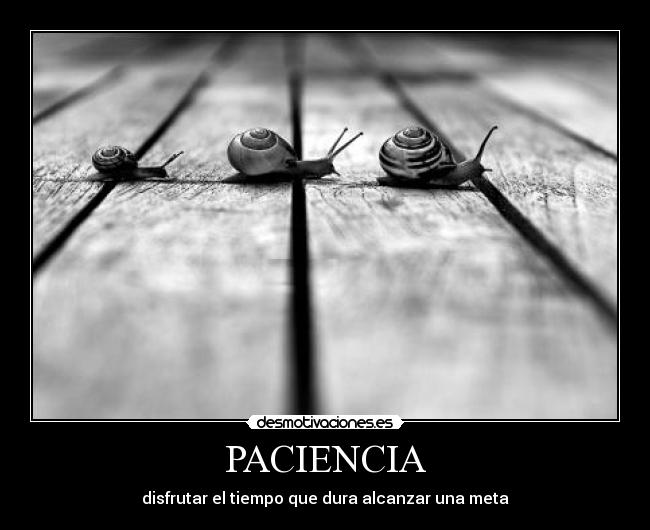 PACIENCIA - disfrutar el tiempo que dura alcanzar una meta